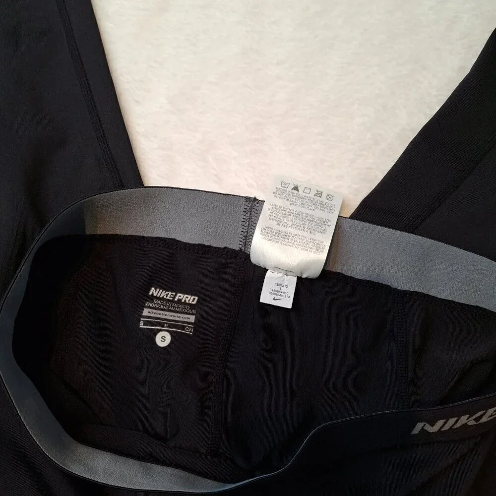 Nike Pro Dri Fit Crop Leggings Sz S Low Rise Sporty Workout Gym Athleisure Black